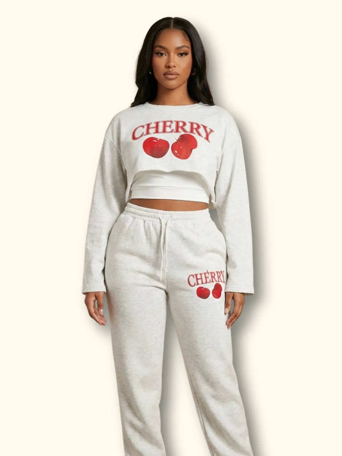 Cherry Print Casual Set - Cotton sets available at theGirlyZone Kampala